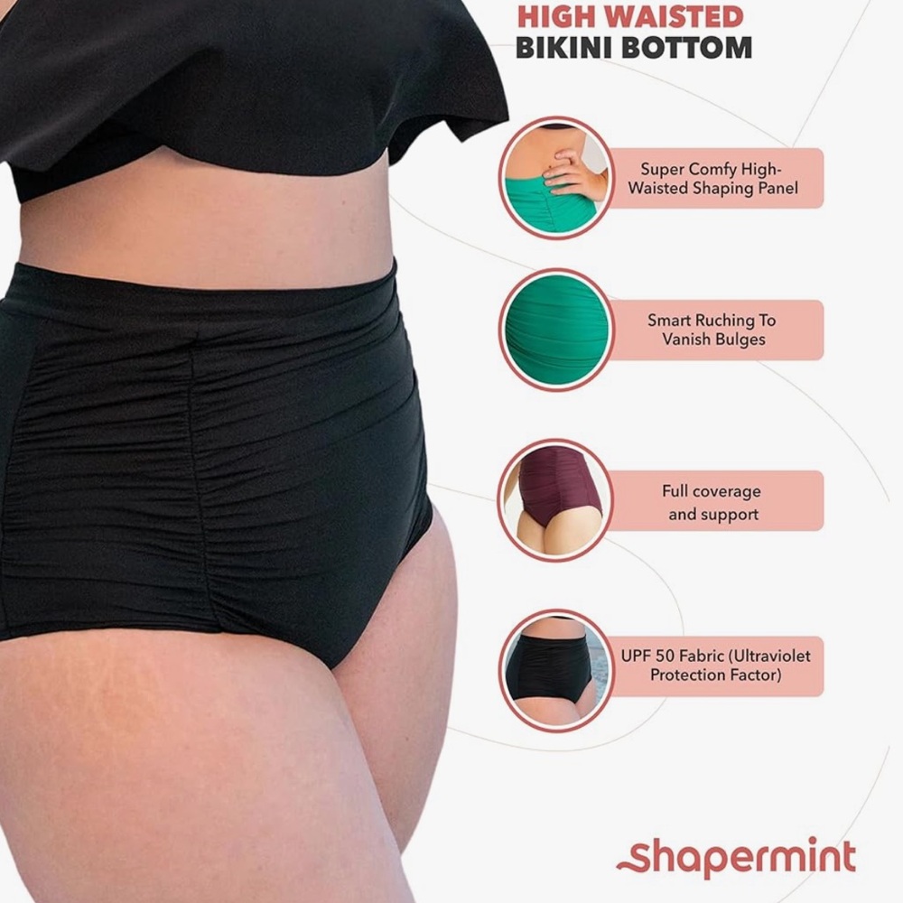 Shapermint Essentials High Waisted Control Bikini Bottom Black - Picture 5 of 10